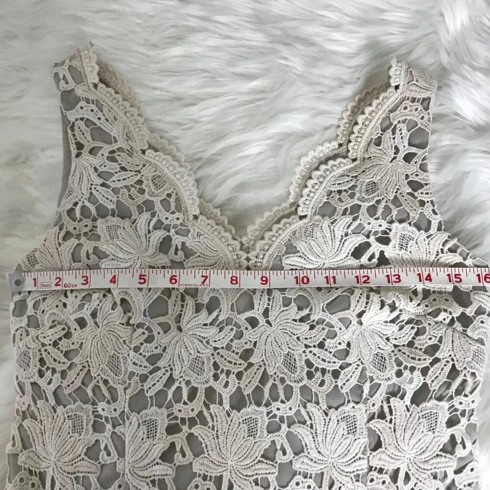 Ann Taylor  Lace V-neck Sleeveless Dress Ivory & Cream Size 2  NWT - Picture 7 of 13
